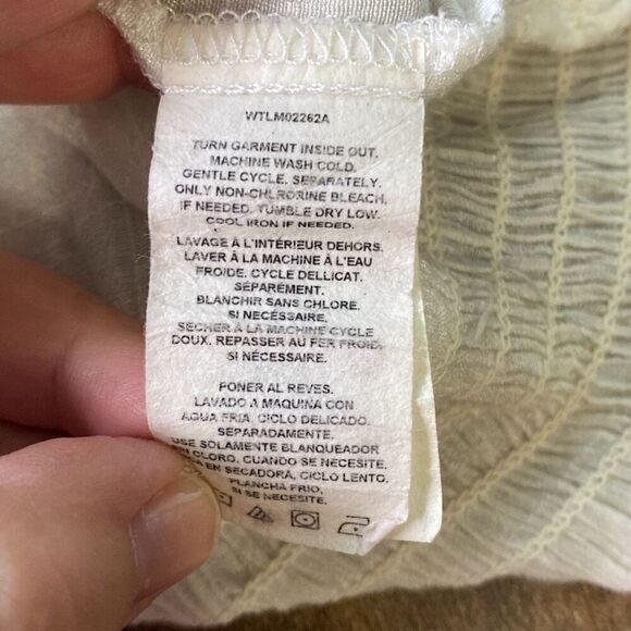 Wrangler peasant boho hippie shirt top turquoise tie neck Sz L - Picture 10 of 10